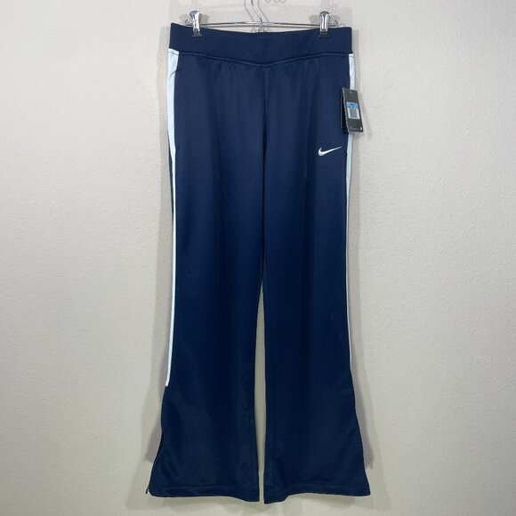NWT Nike Women's Size M Mystic II Dri‎ Fit Training Warm Up Pants Blue Wide Leg - Picture 1 of 12